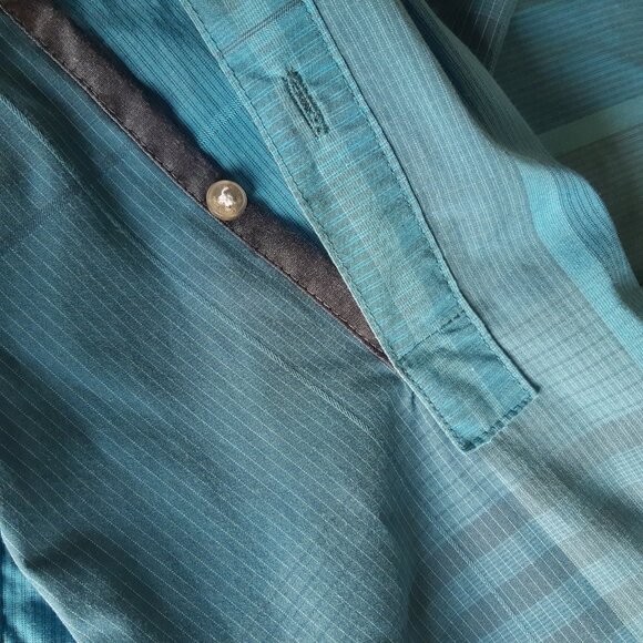 CALVIN KLEIN  SZ L Slim Fit 100% Cotton Blue Plaid LS Men's Button Up Shirt - Picture 9 of 16